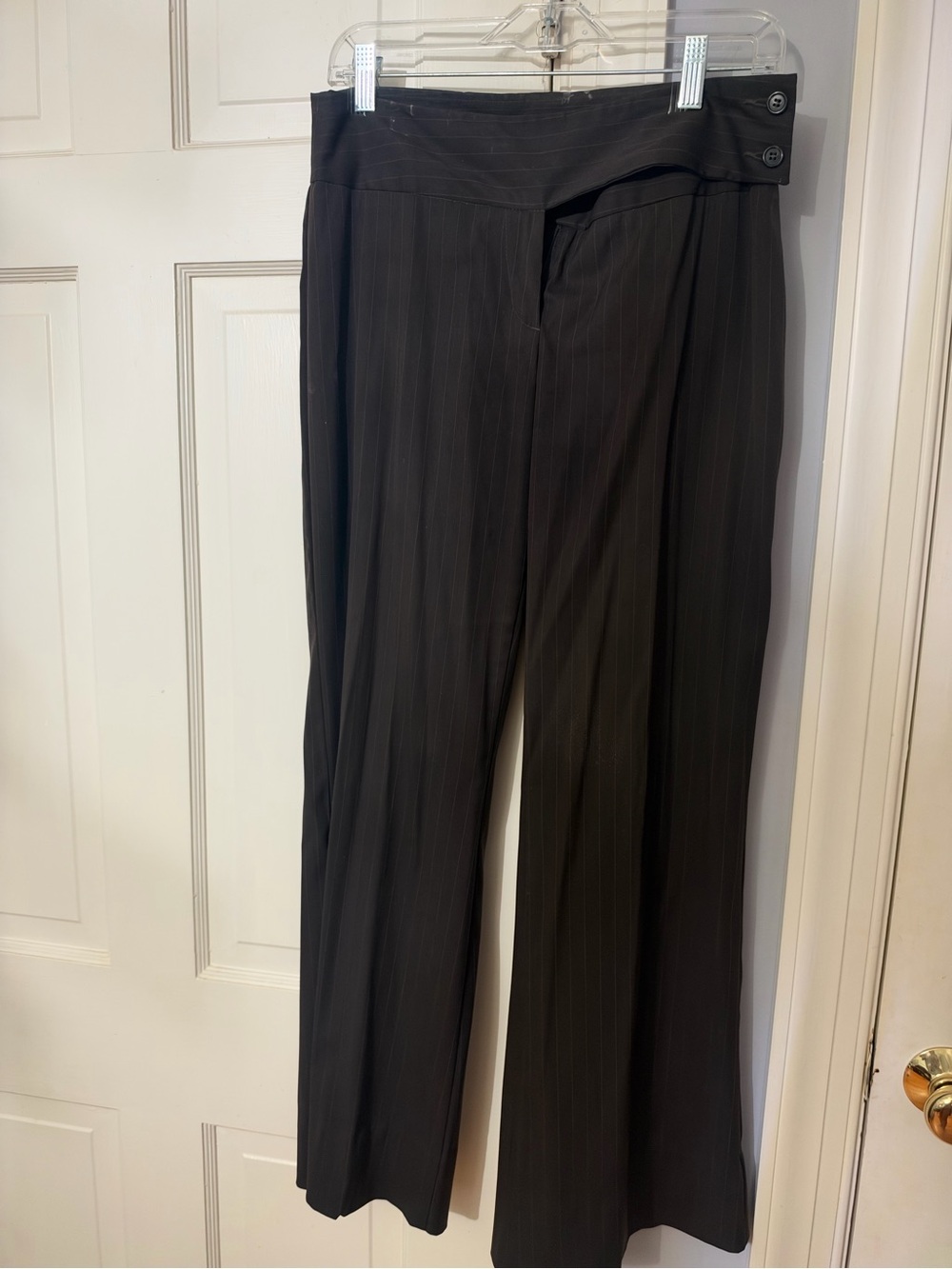 United Colors Of Benetton Dark Brown with Pink Pinstripe Wide-Leg Pants